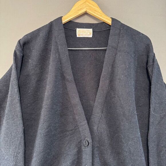 Pendleton Women’s Black Cardigan Sweater Size Medium 100% Virgin Wool Vintage - Picture 2 of 9